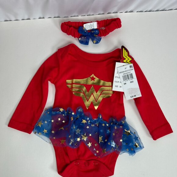 Baby 3 Months Wonder Woman Bodysuit One-piece Halloween Costume Set Tutu - Picture 1 of 6